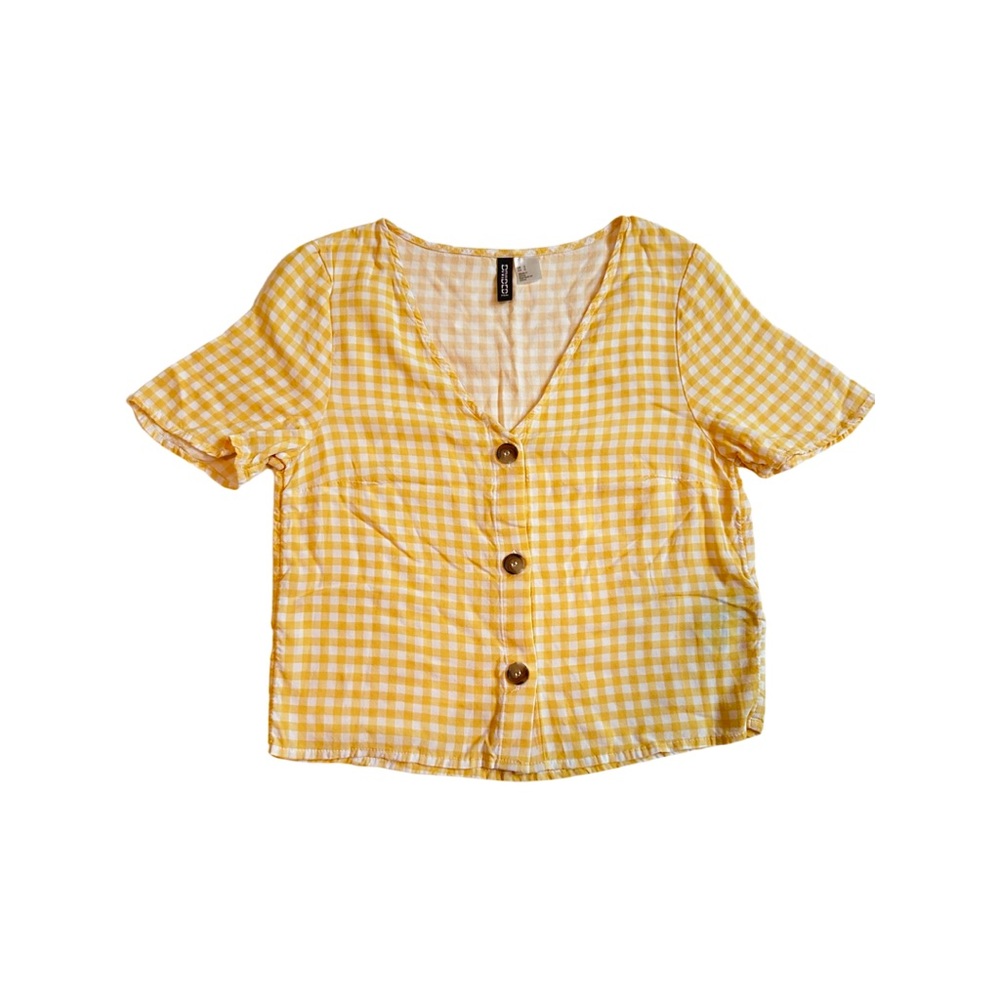 NWOT H&M Yellow and White Gingham Top